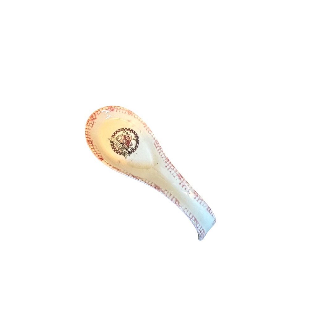 Vintage 1997 Magic Fresh Baked Gingerbread Ceramic Spoon Rest Red White 5948